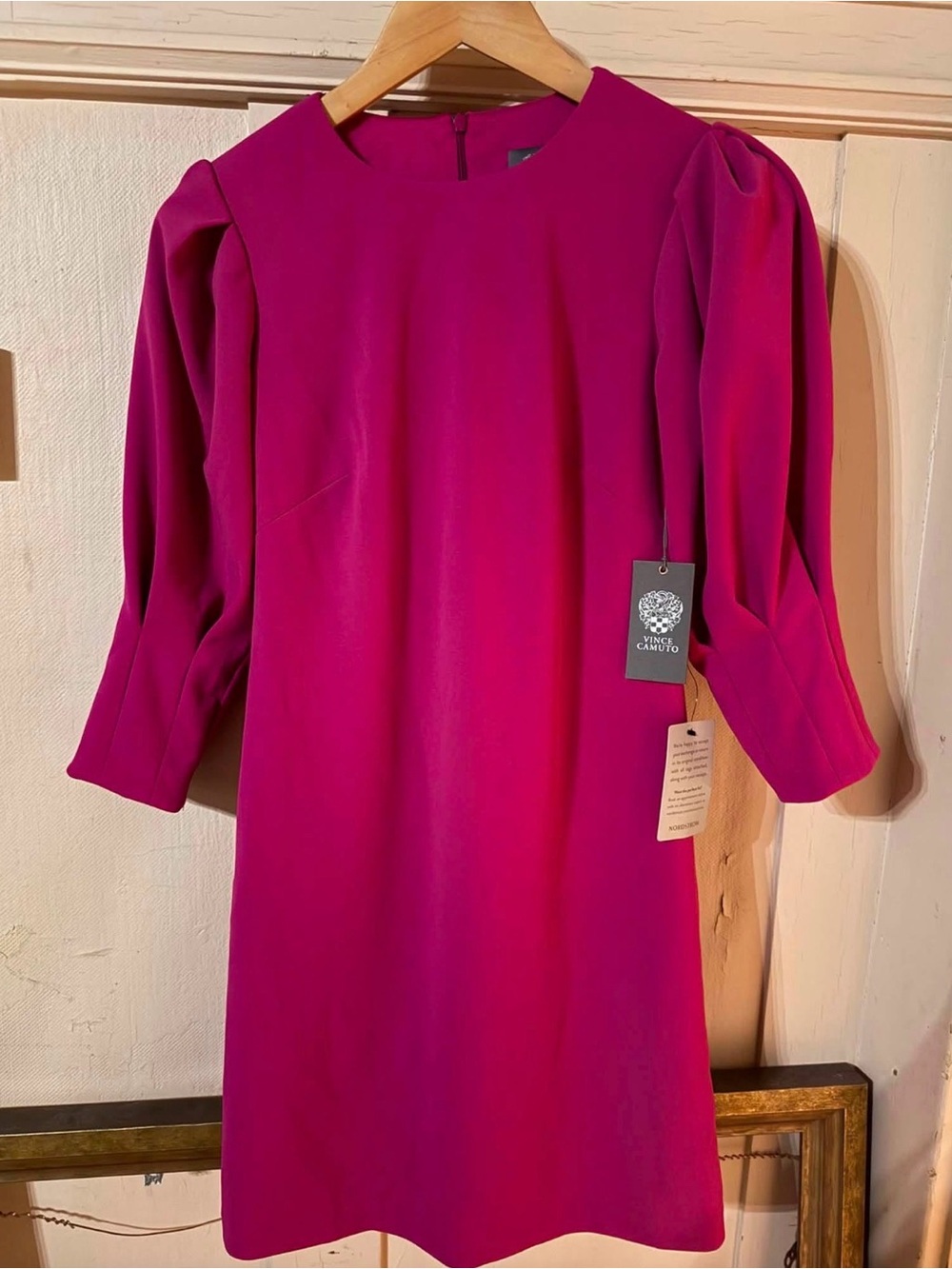 Vince Camuto Fuchsia Puff-Sleeve Dress
